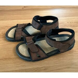 Ecco Men's Leather Sandals‎ Size 45 Brown Cork Footbed Comfort Walking